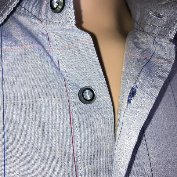 Coevals Club Men's Blue Pink Plaid Button Up Large Short Sleeve Casual Shirt L - Picture 5 of 11